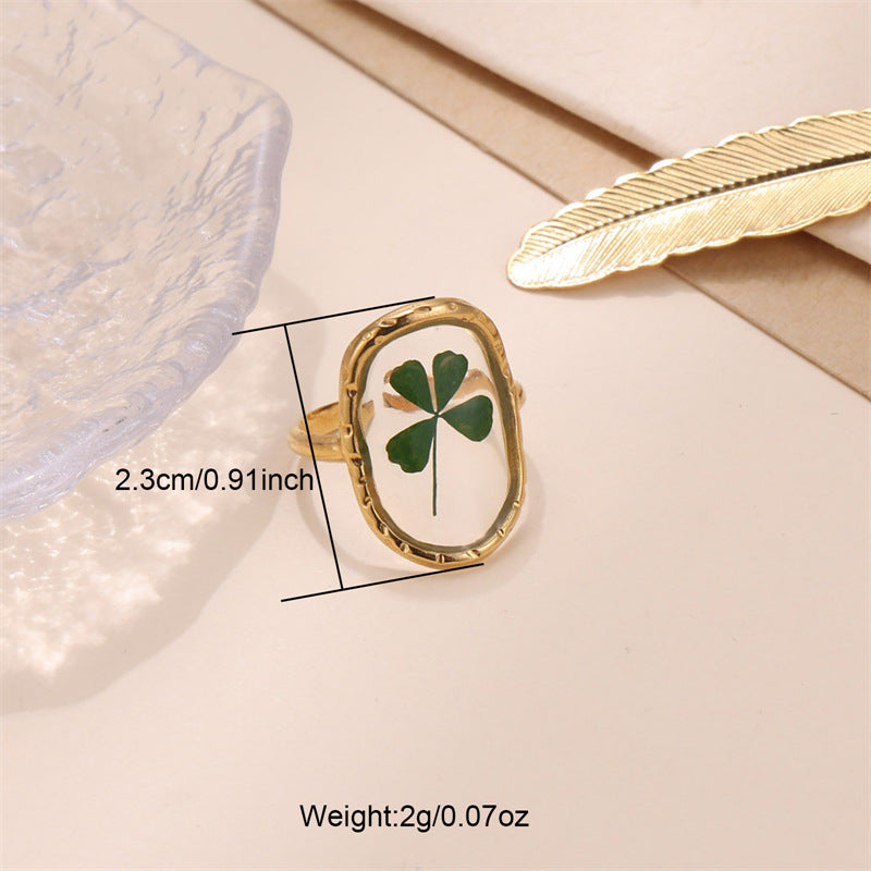 Women's Jewelry Preserved Fresh Flower Series Stainless Steel Design Rings
