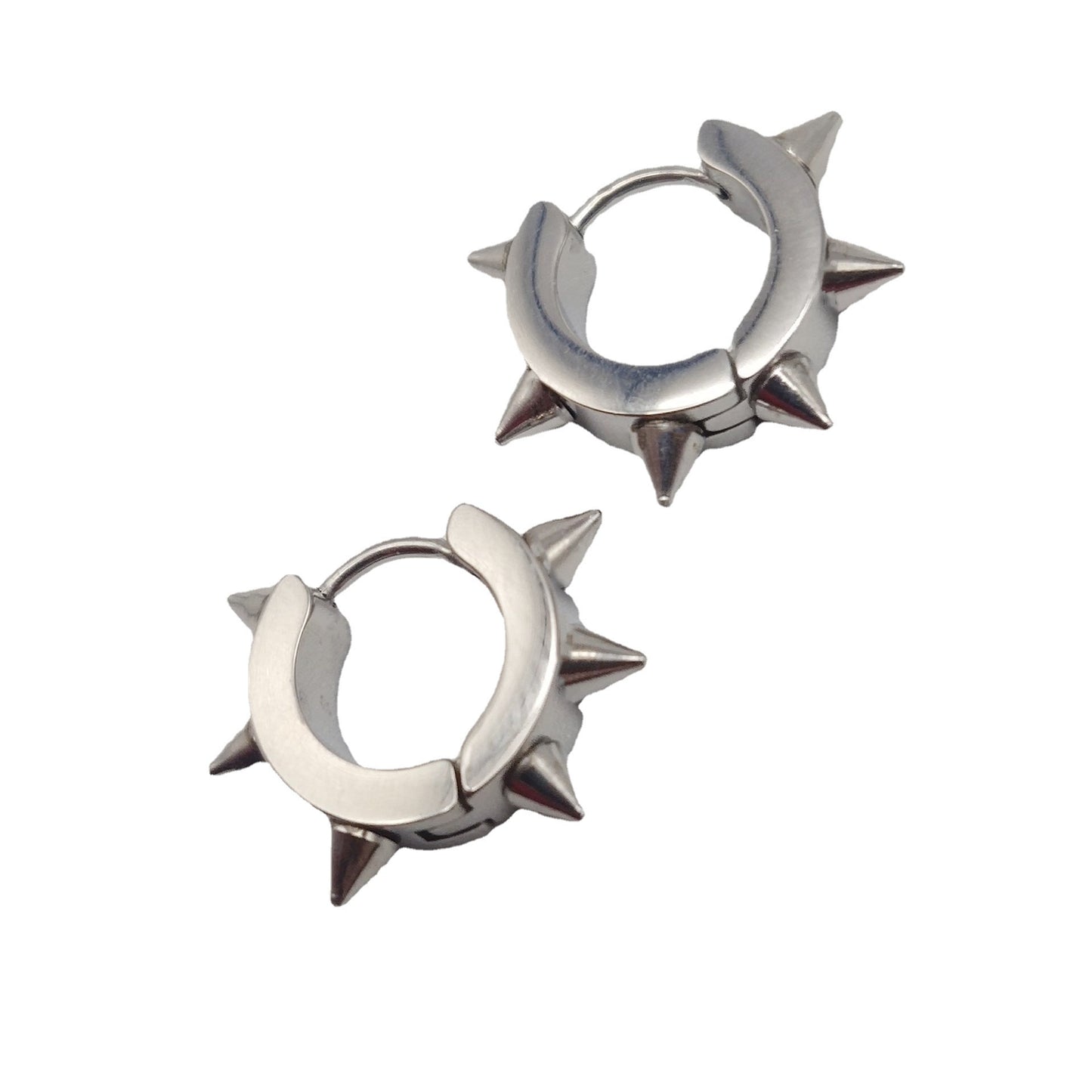 Steel Pointed Cone Ear Clip Fashion Six Earrings