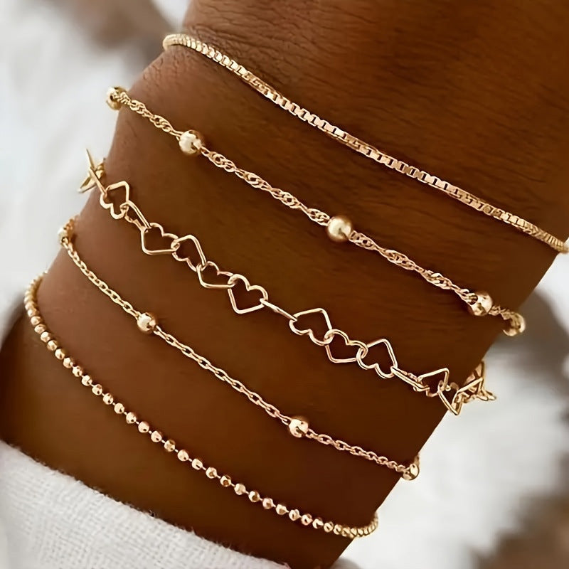 Women's Alloy Round Beads Chain Box Simple Bracelets