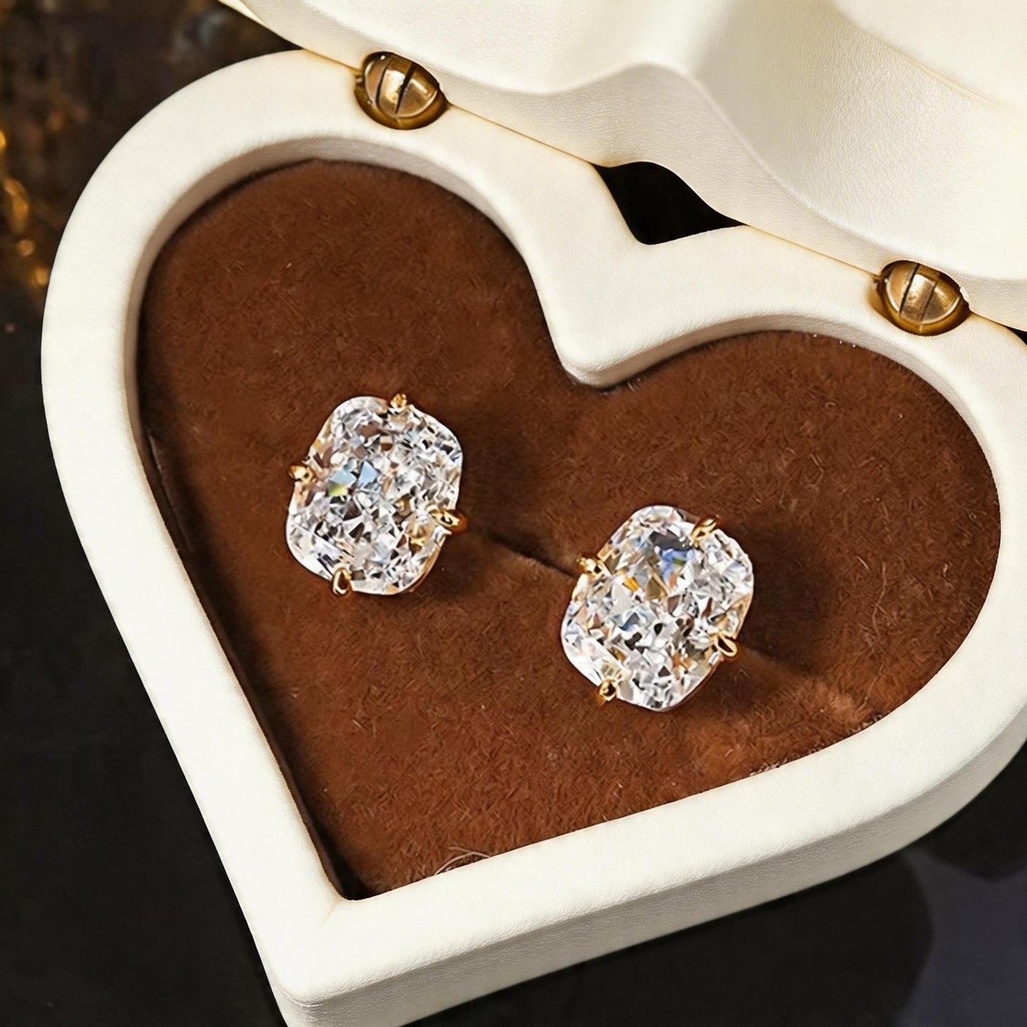 Fashion Pillow-shaped Cut Zircon Light Luxury Commuter Temperament Stud Earrings
