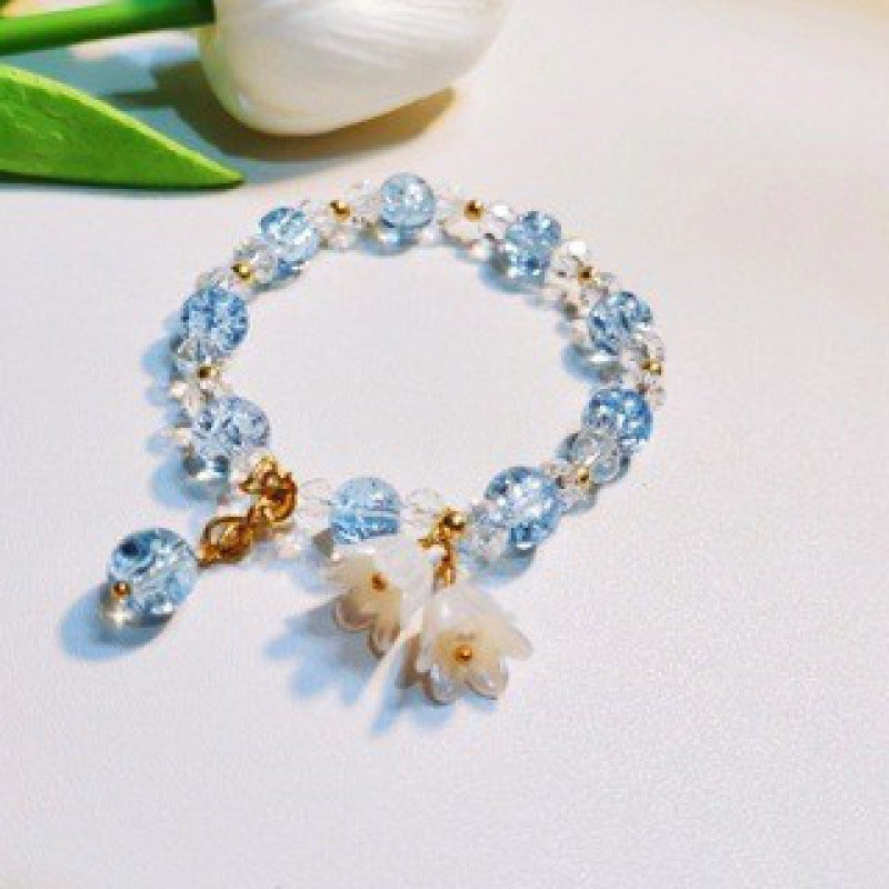 Camellia Little Daisy Crystal Girlfriends Color Glass Chipping Bracelet
