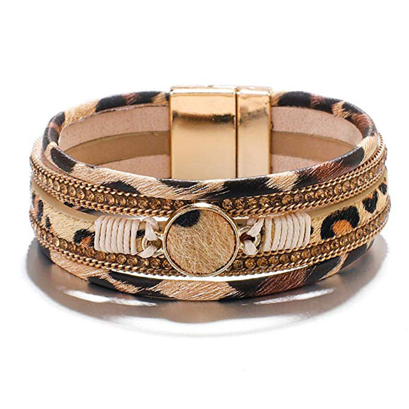 Women's Personalized Horse Hair Wristband Exaggerated Nightclub Fashionable Leopard Print Bracelets