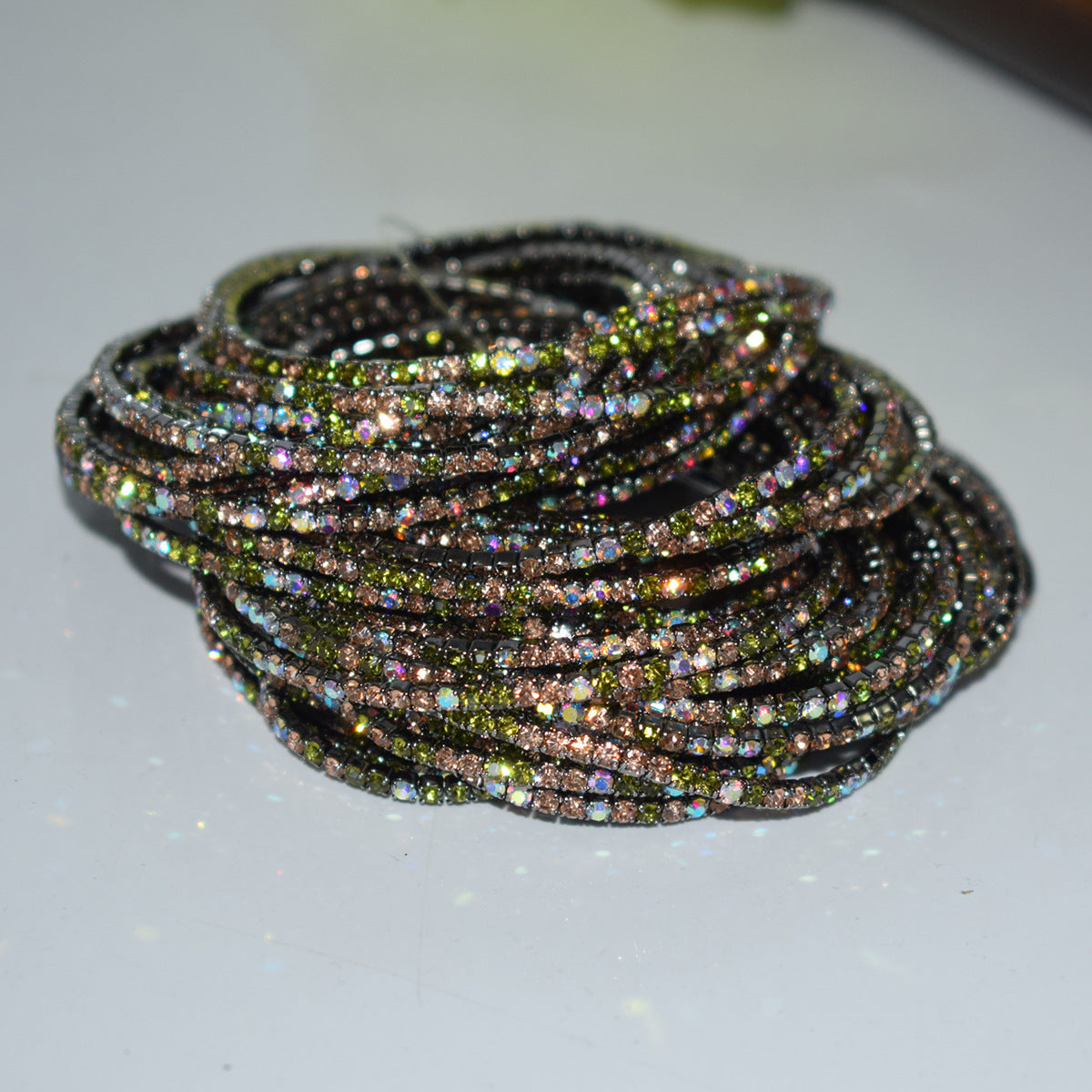 Row Colorful Rhinestone Female Live Grab Chain Bracelets