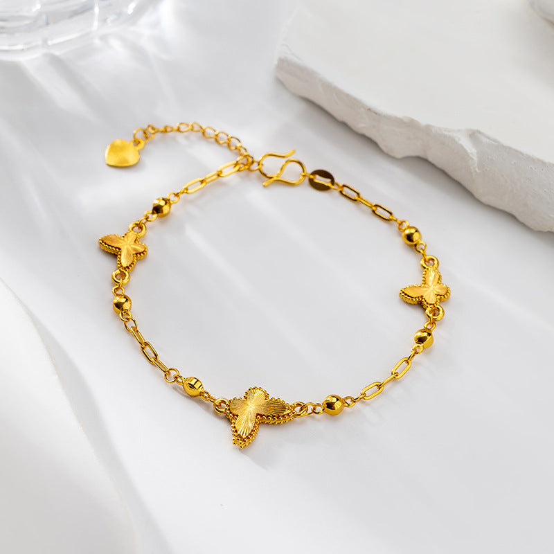 Laser Jewelry Gourd Butterfly Graceful Placer Gold Female Bracelets