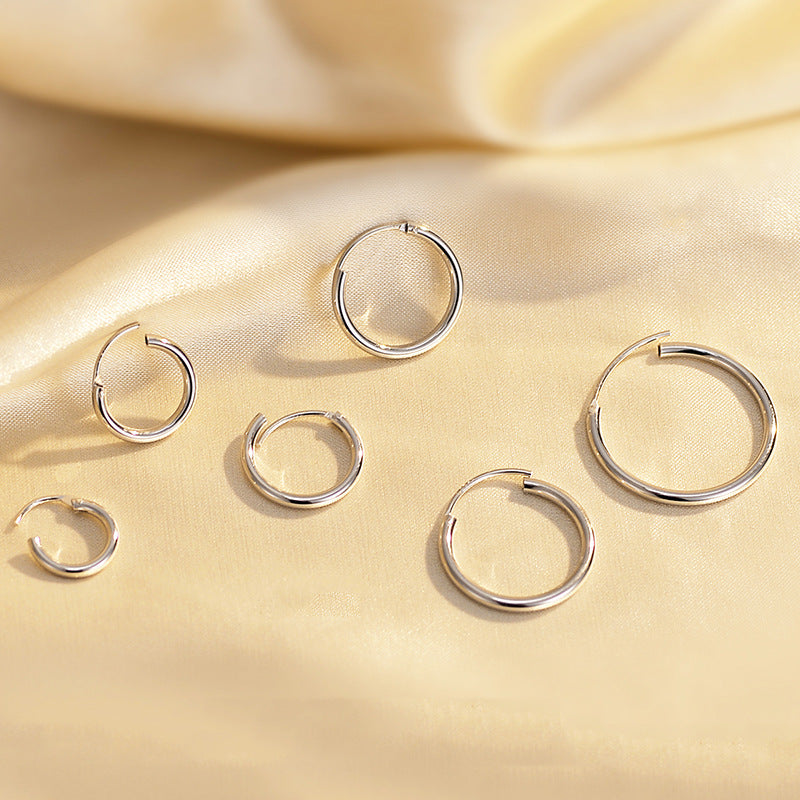 Women's & Men's Pure Sier Thread Thick Round Simple Earrings