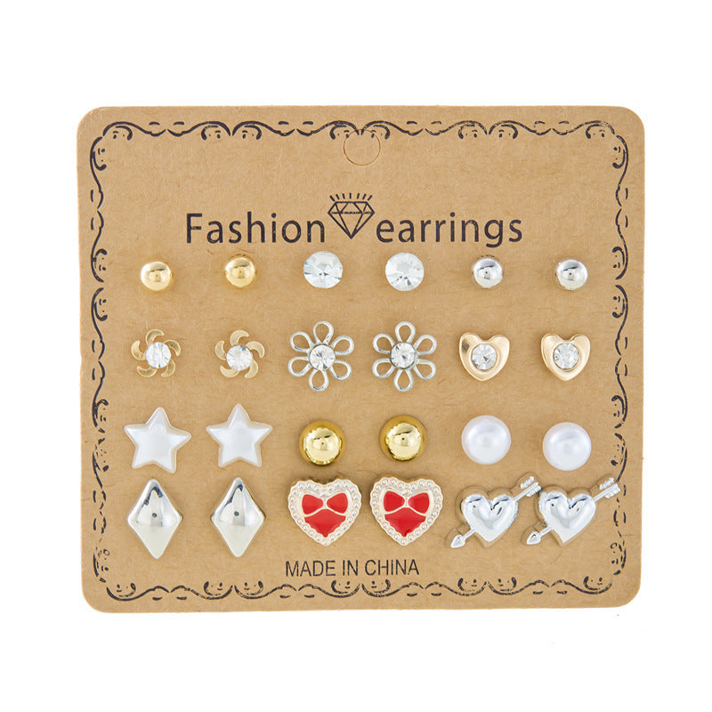 Suit Geometric Pairs Storage Ear Multicolor Earrings
