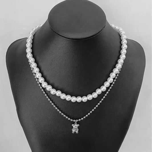 Women's & Men's Popular Ornament Simple Pearl Fashion Bear Necklaces