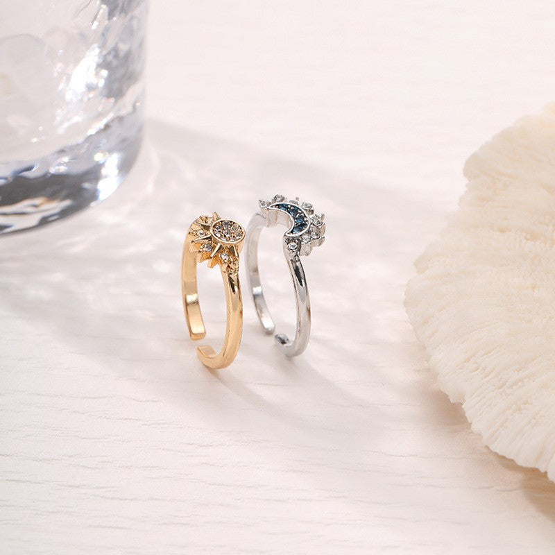 Stacked Female Personality Minimalist Design Diamond Rings