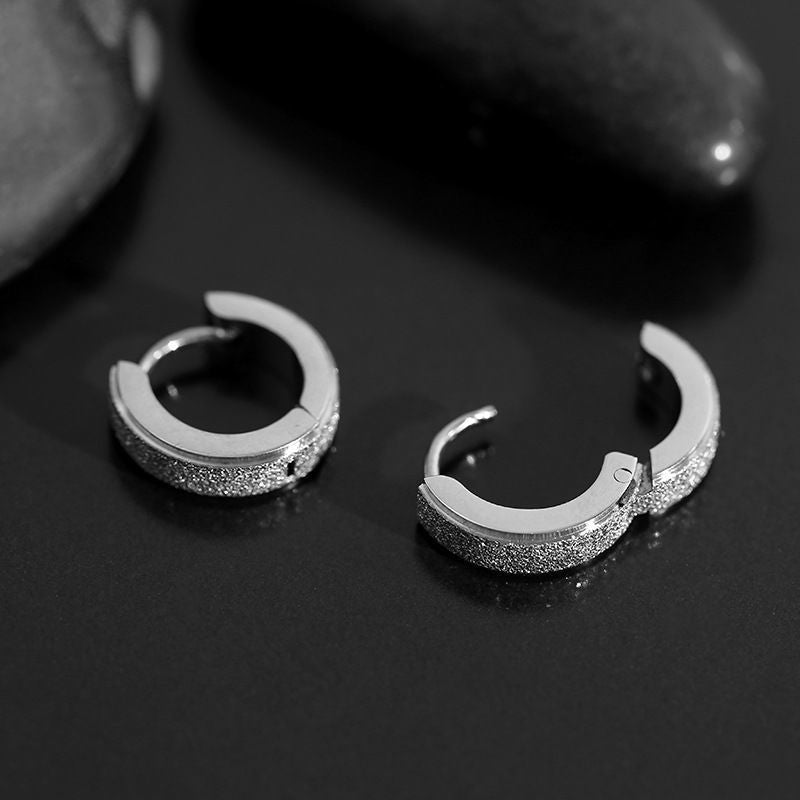Men's Frosted Titanium Steel Personalized Simple Trendy Earrings