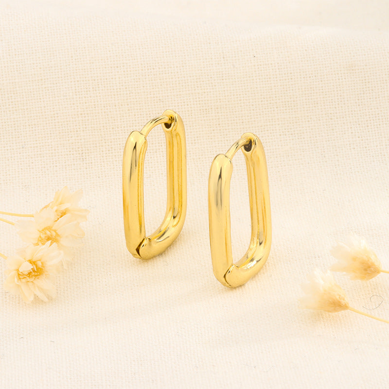 Women's Style U-shaped Oval Simple Geometric Design Earrings
