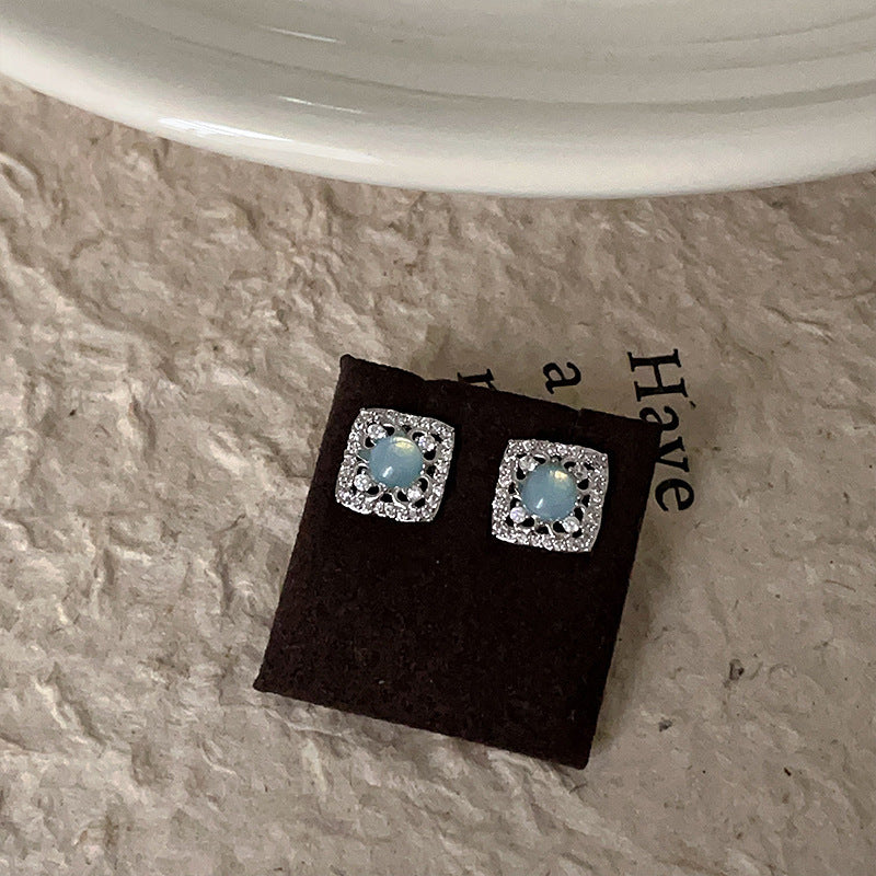 Women's Compact Mini Blue Green Zircon For Earrings
