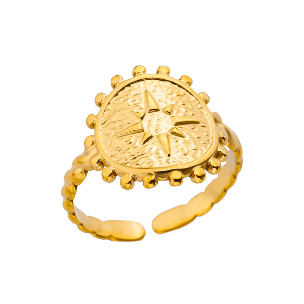 Snake Gold-plated Stainless Steel Oil Pressure Four-leaf Rings