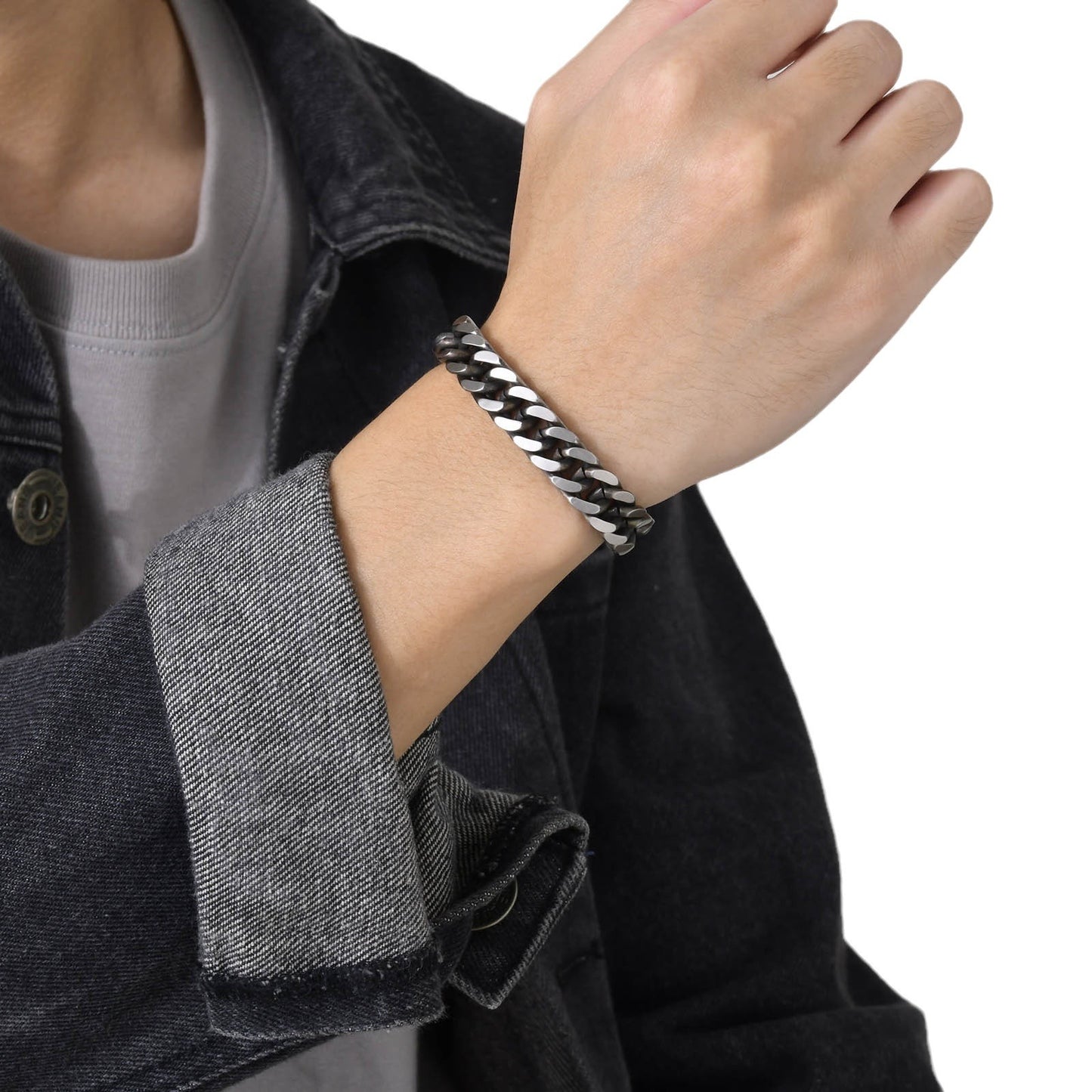 Men's Steel Thick Ornament Retro Cuban Link Chain Trendy Bracelets