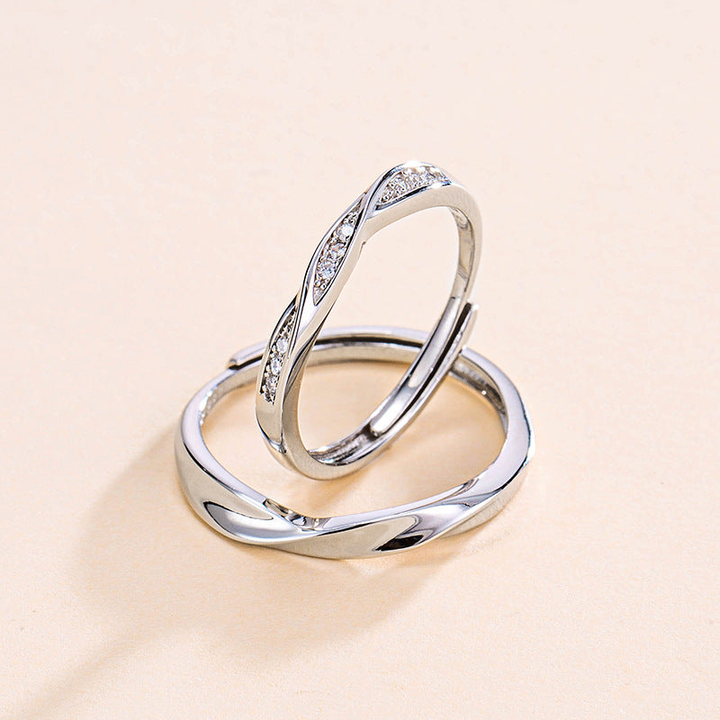 Women's & Men's Couple Simple Version Niche Double Knot Rings