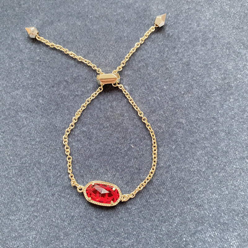 Gold Ornament Stone Geometric Cut Chain Bracelets