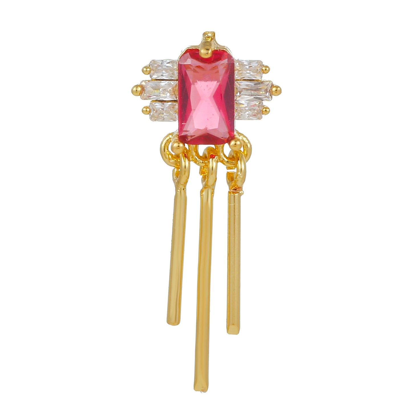 Color Zircon Ear Bone Stainless Steel Earrings
