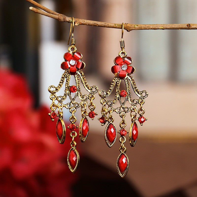 Ethnic Style Your Colorful Vintage Flower Earrings