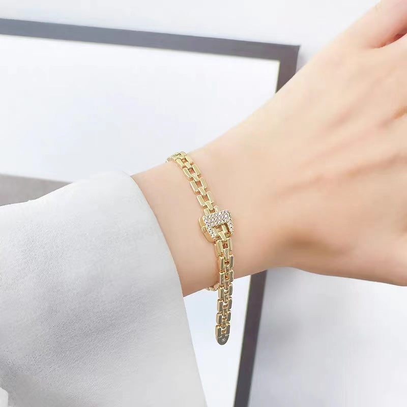 Nose Watch Connecting Shackle Chain Inlaid Zircon Bracelets