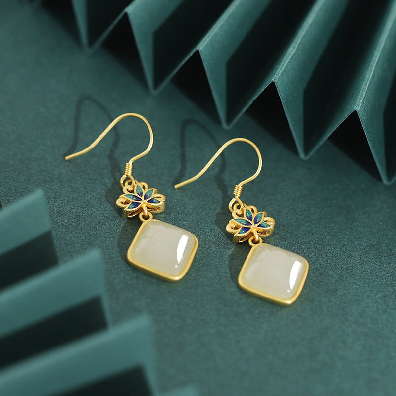 Sier Female Enamel Gradient Color Design Earrings