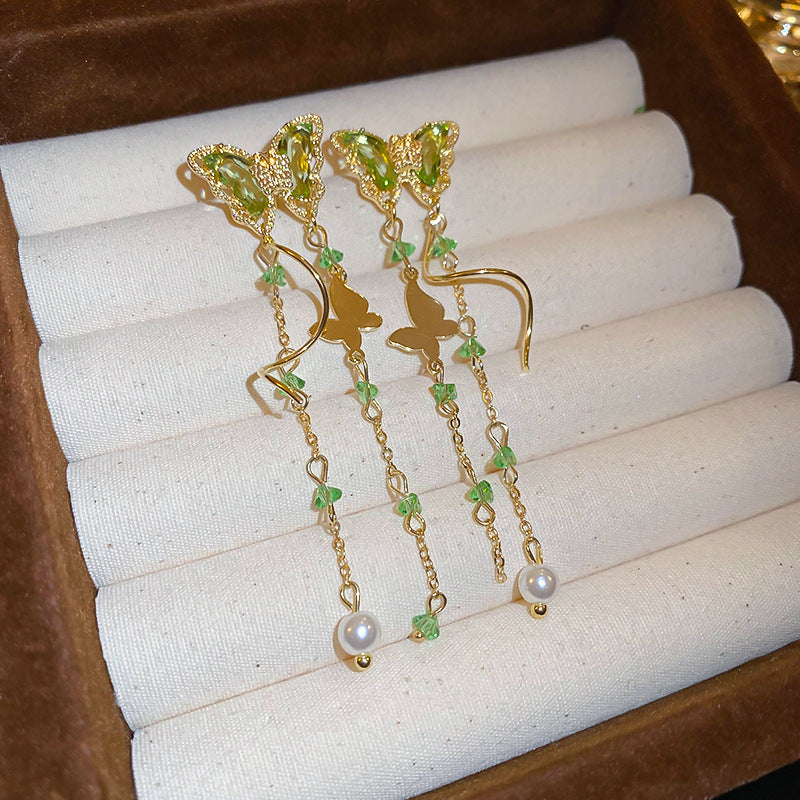 Chinese Style Flower Bamboo Tassel Fashion Trend Ear Hook Earrings