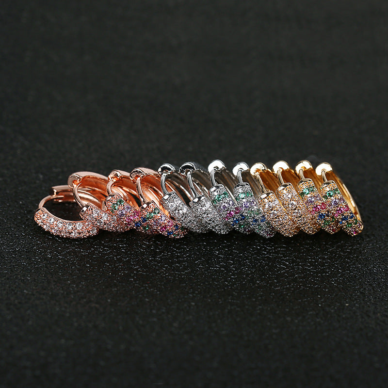 Micro Inlaid Zircon Geometric Fashion Ear Clips Round Earrings