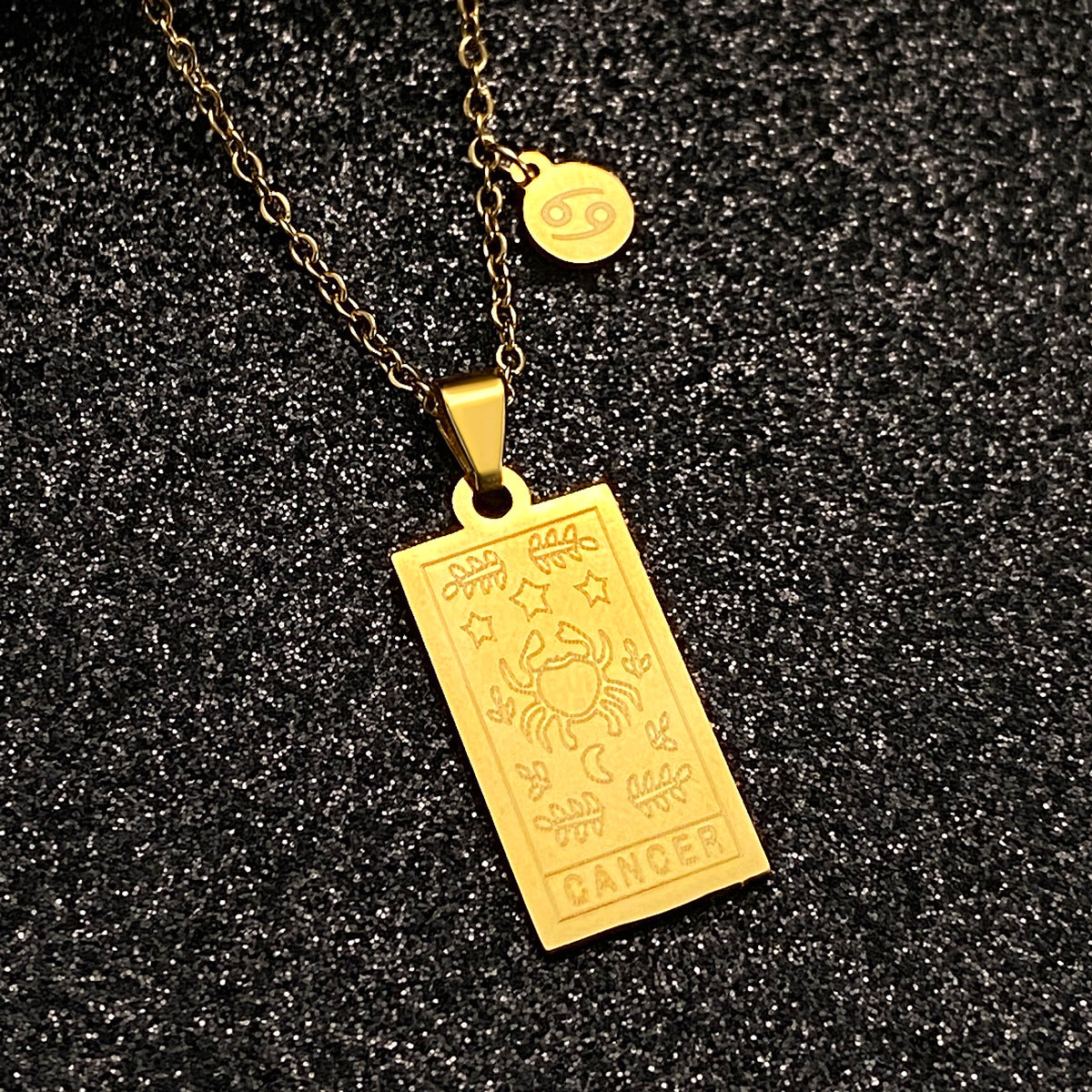 Women's Steel Constellation Square Retro Twee Tarot Necklaces