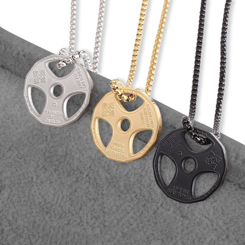 Men's Dumbbell Piece Sports Barbell Trendy Titanium Necklaces