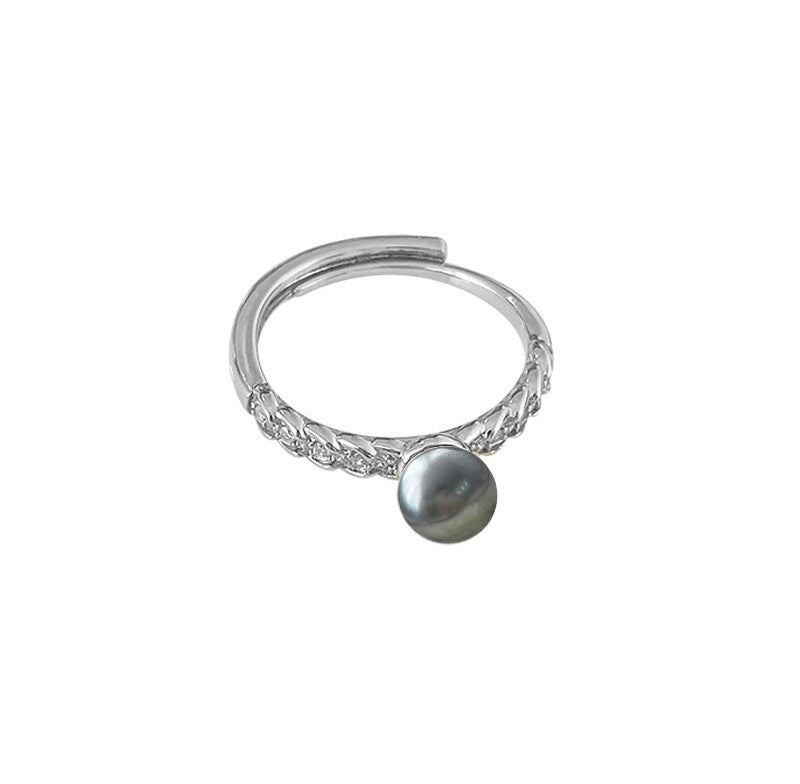 Korean Gentle Shell Pearls Olive Leaf Full Diamond Rings