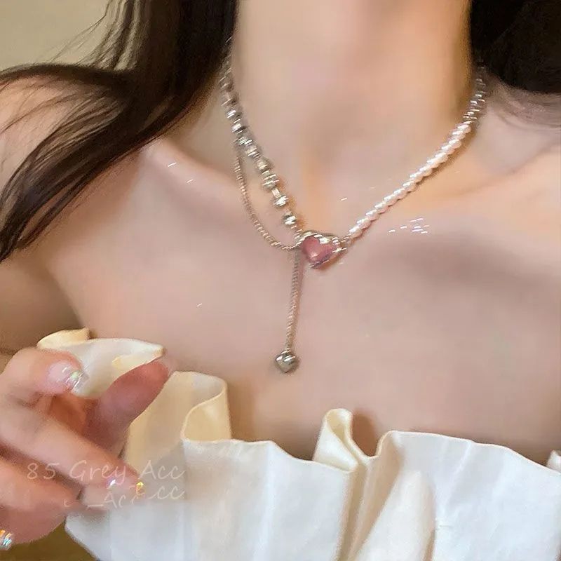 Colorful Beaded Female Niche Design Clavicle Chain Dopamine Sweet Necklaces