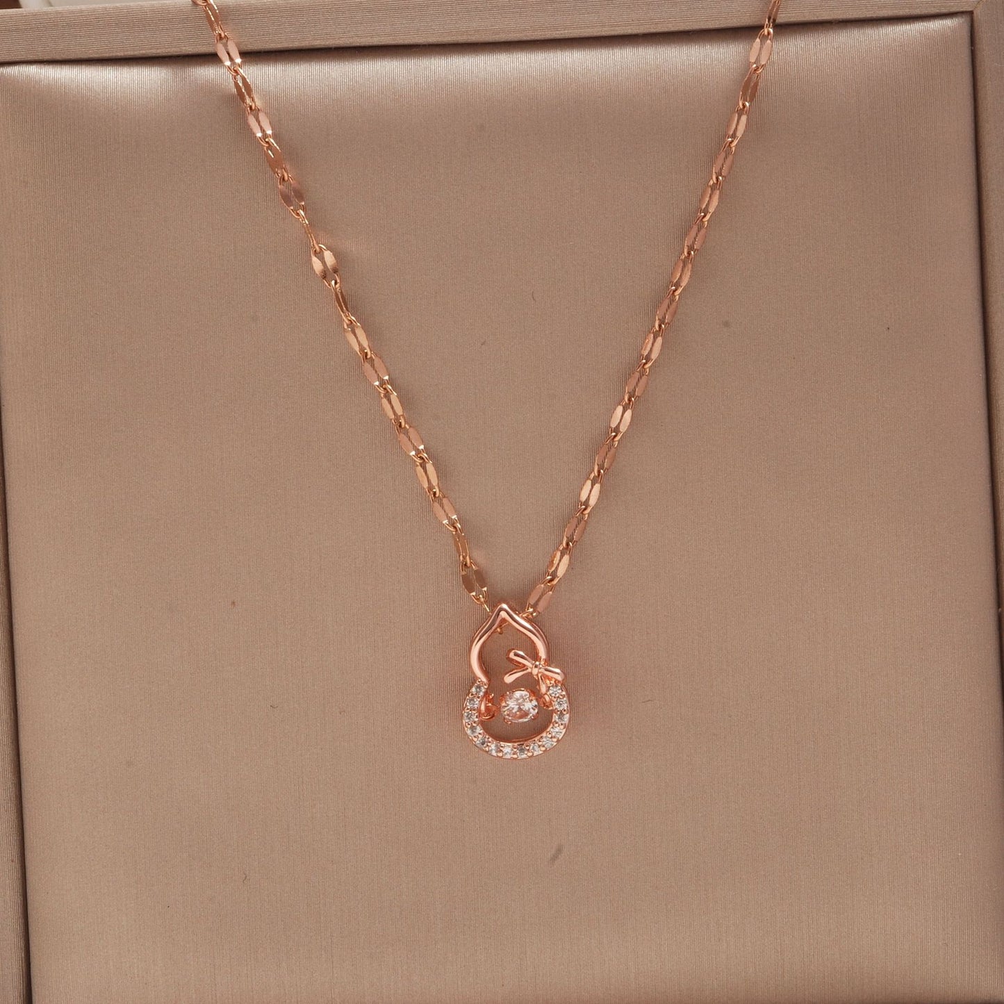 Women's Rose Gold Key Fu Lock Opal Korean Simple Fashion Necklaces
