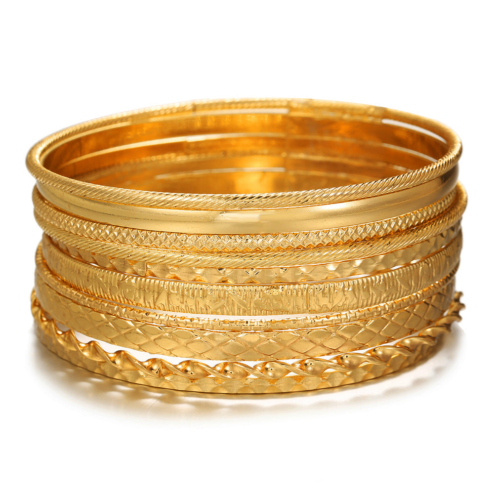 Women's Style Copper Bead Gold-plated Metal Mix Match Bracelets