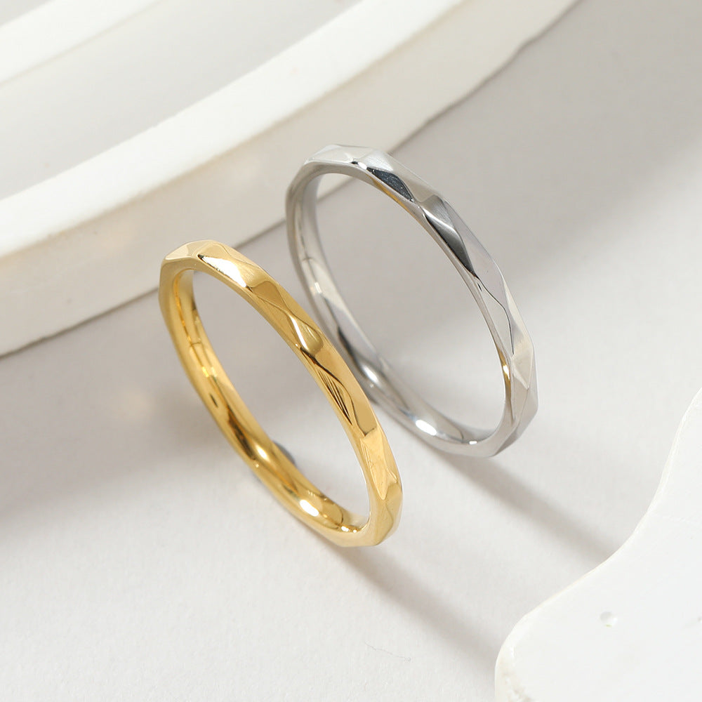 Stainless Steel Fashion Diamond Surface Simple Rings