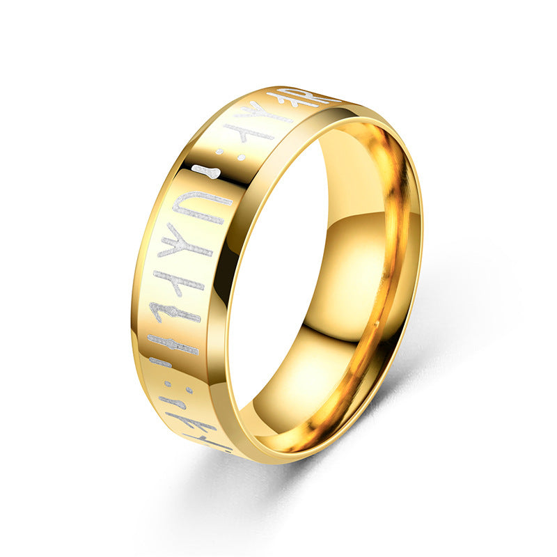 Men's Ornament Viking Letter Stainless Steel Rune Rings