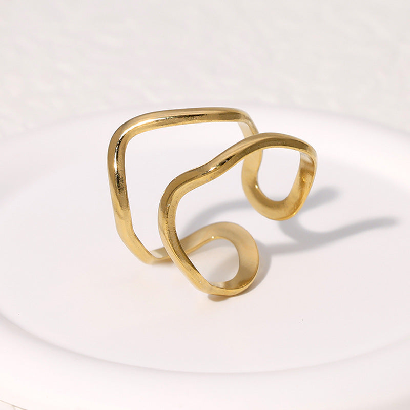 Line Stainless Steel Asymmetric Open Simple Rings