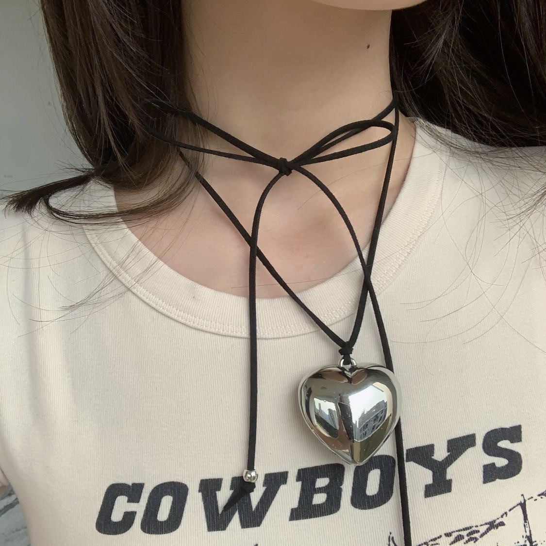 Women's Fashion Pull Adjustable Heart-shaped Simple Personality Necklaces