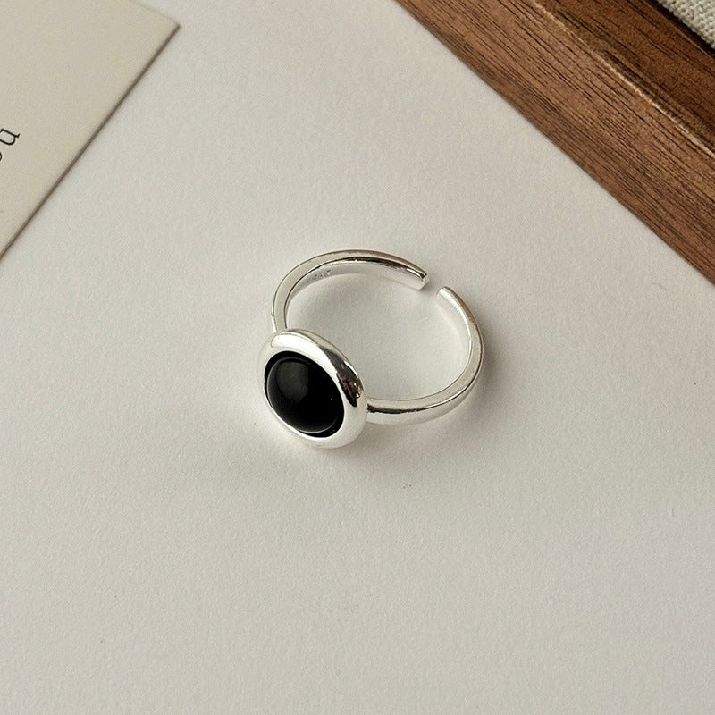 Round Tigereye Female Retro Minority Design Advanced Rings