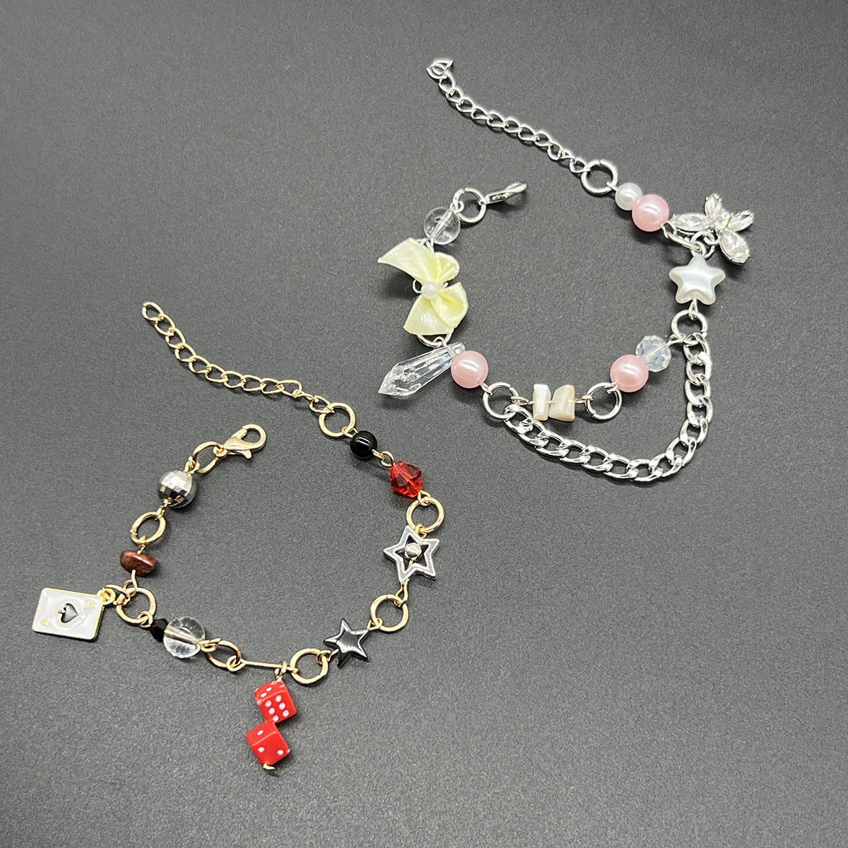White Dice Hip Hop Butterfly Five-pointed Bracelets