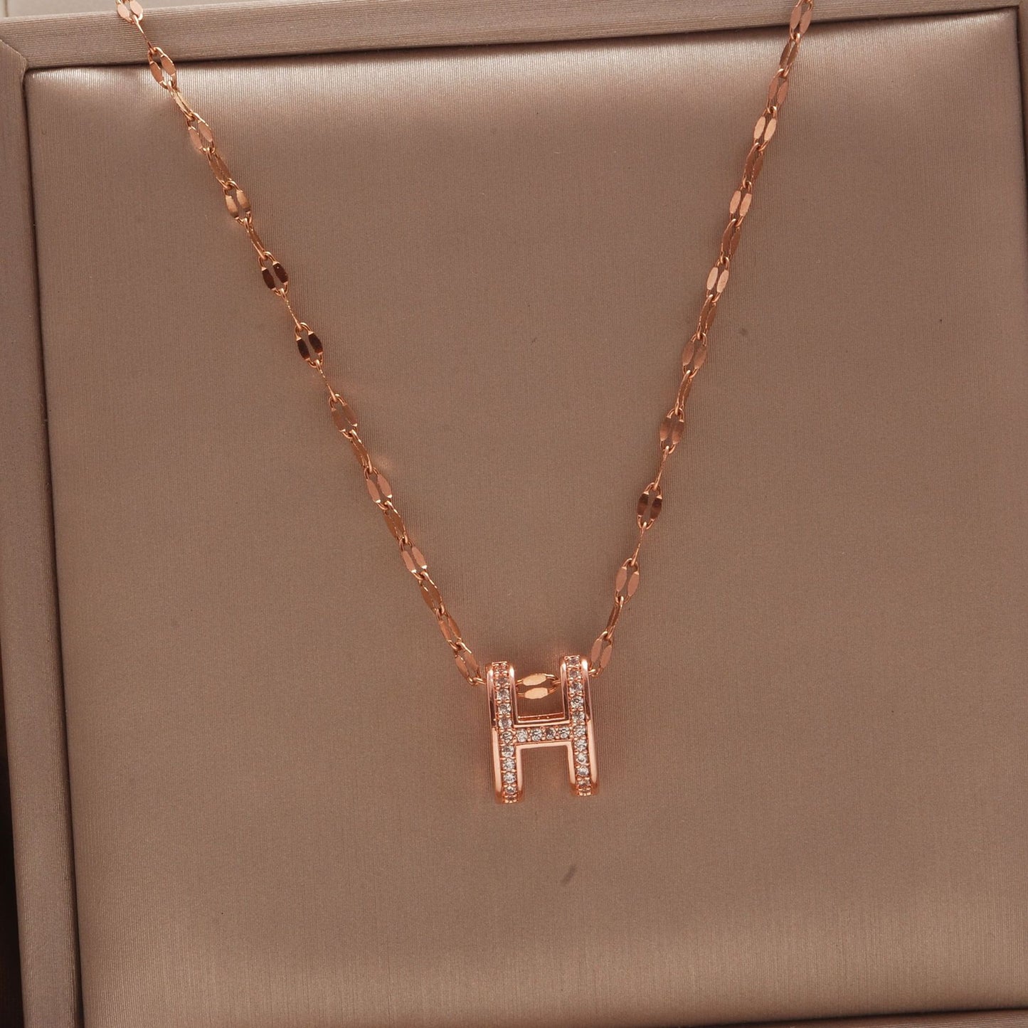 Women's Rose Gold Key Fu Lock Opal Korean Simple Fashion Necklaces