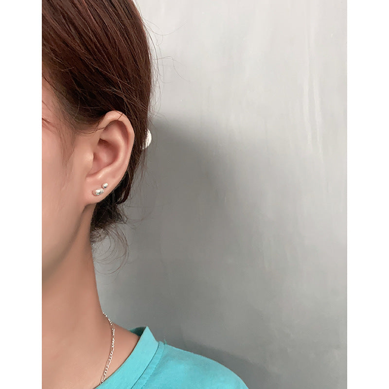 Women's Korean Style Niche Design Cold Minimalist Texture Reshaped Stone Earrings