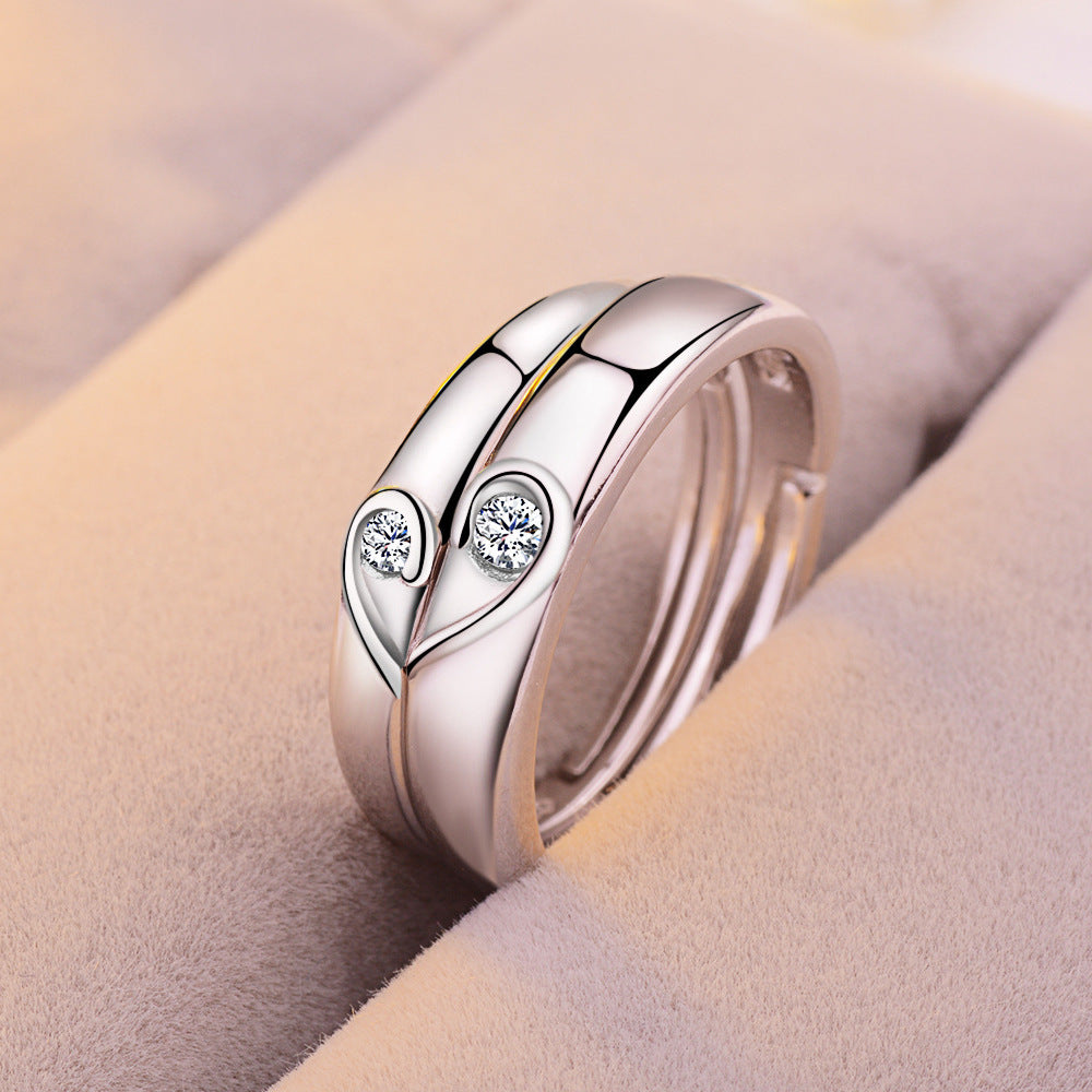 Heart To Heart-shaped Couple Design Fashion Rings