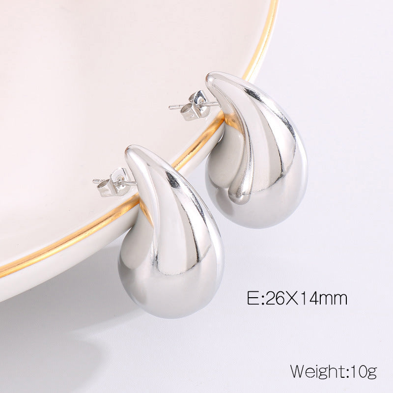 Design Chubby Water Drop Fashion Stainless Earrings