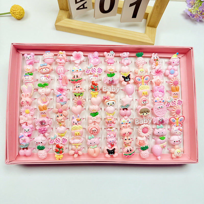Children's Cartoon Nostalgic Frosted Texture Plastic Kindergarten Rings