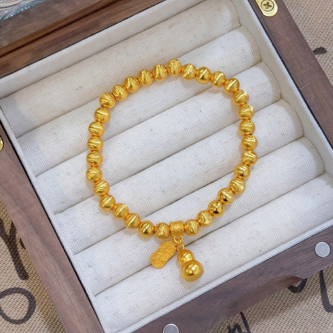 Style Yellow Gold Lotus Two Beads Female Ethnic Bracelets