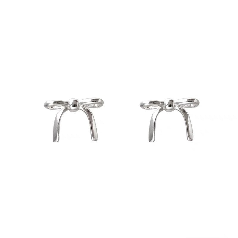 Women's Ballet Style Sier Bow Fashion Cold Earrings