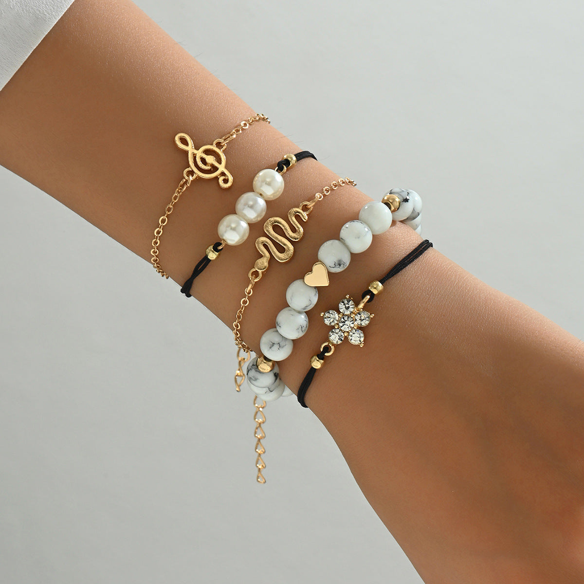 Punk Diamond Butterfly Twin Chain Hip Bracelet