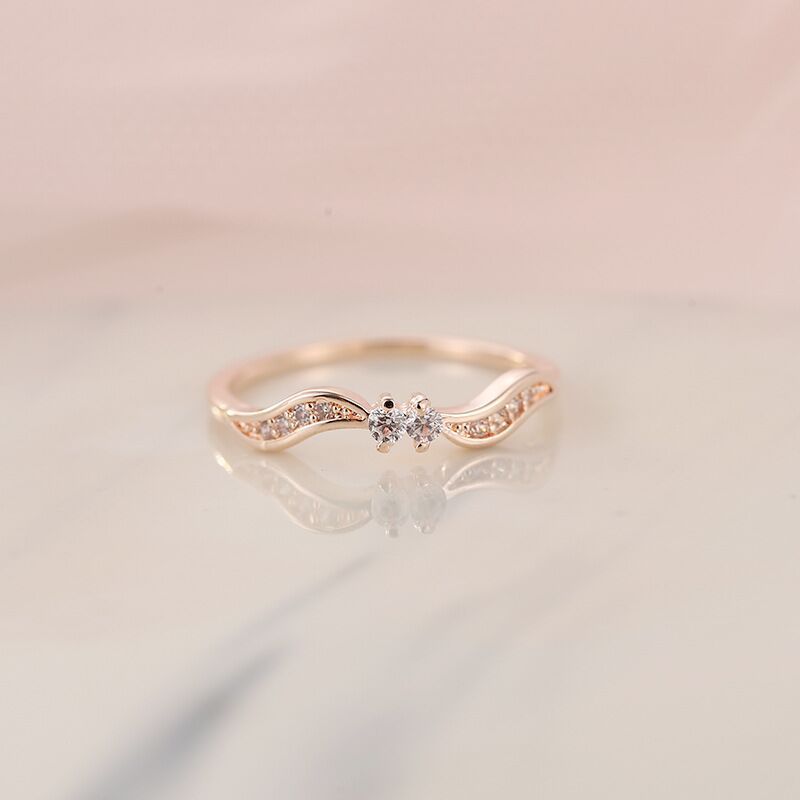 Leaf Fashion Simple Sier Plated Proposal Rings
