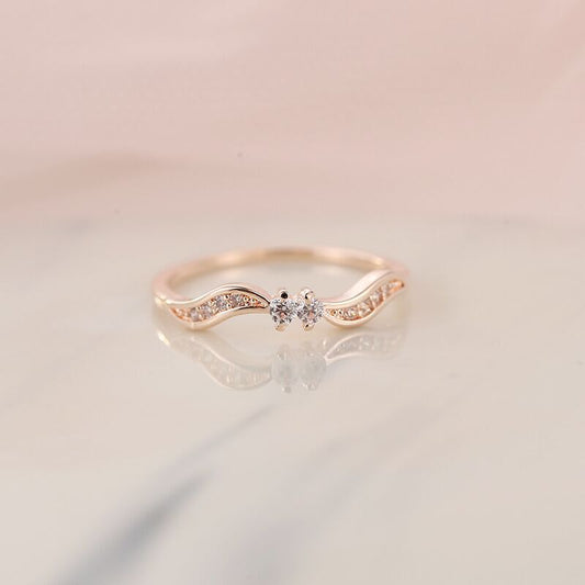 Leaf Fashion Simple Sier Plated Proposal Rings