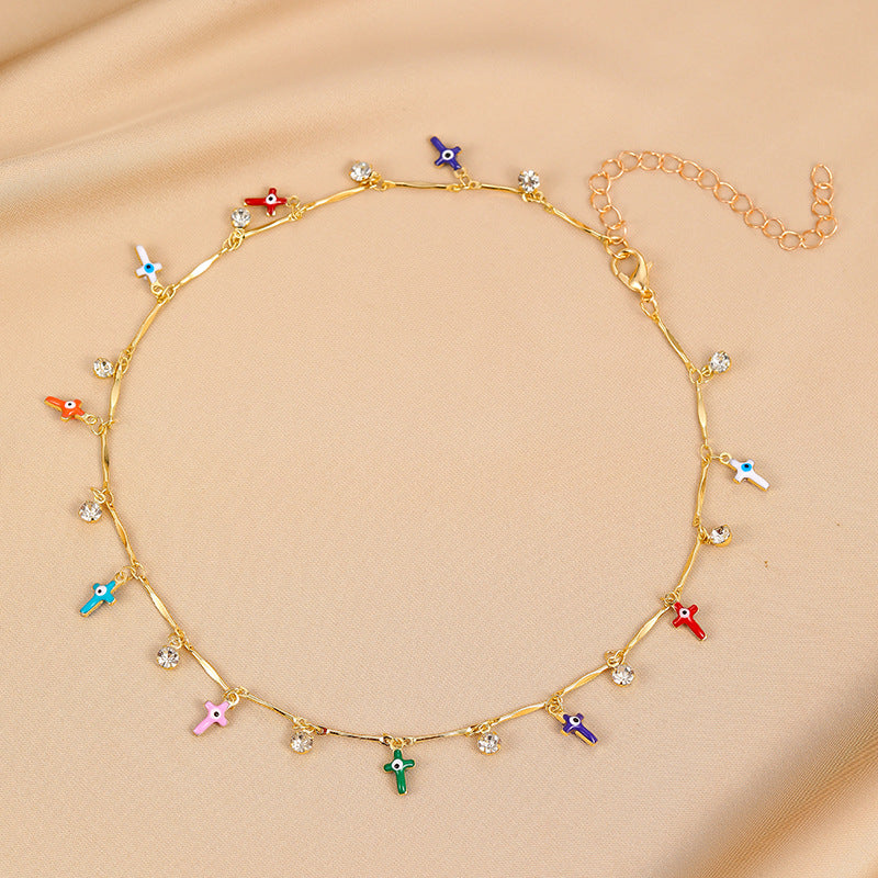 Crystal Butterfly Female Little Daisy Clavicle Necklaces