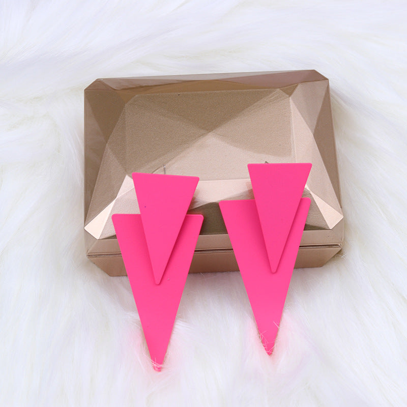 Triangle Stitching Spray Paint High Profile Earrings