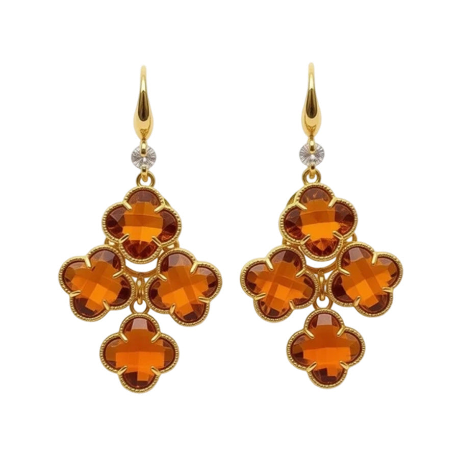 Zircon Flower Tassel Vintage Light Luxury Ear Hook
